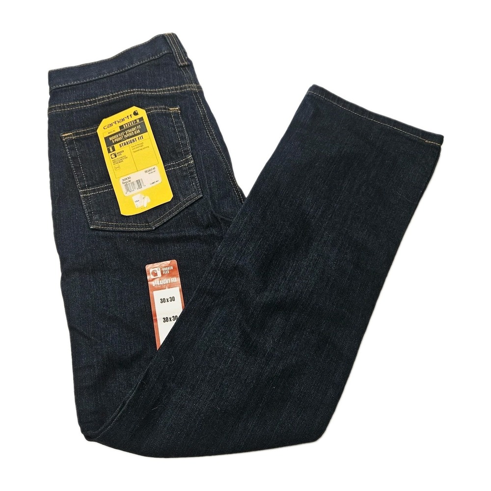 Carhartt Men's Rugged Flex Jeans BD2807‑M Size 30x30 Straight Fit Dark Wash NWT